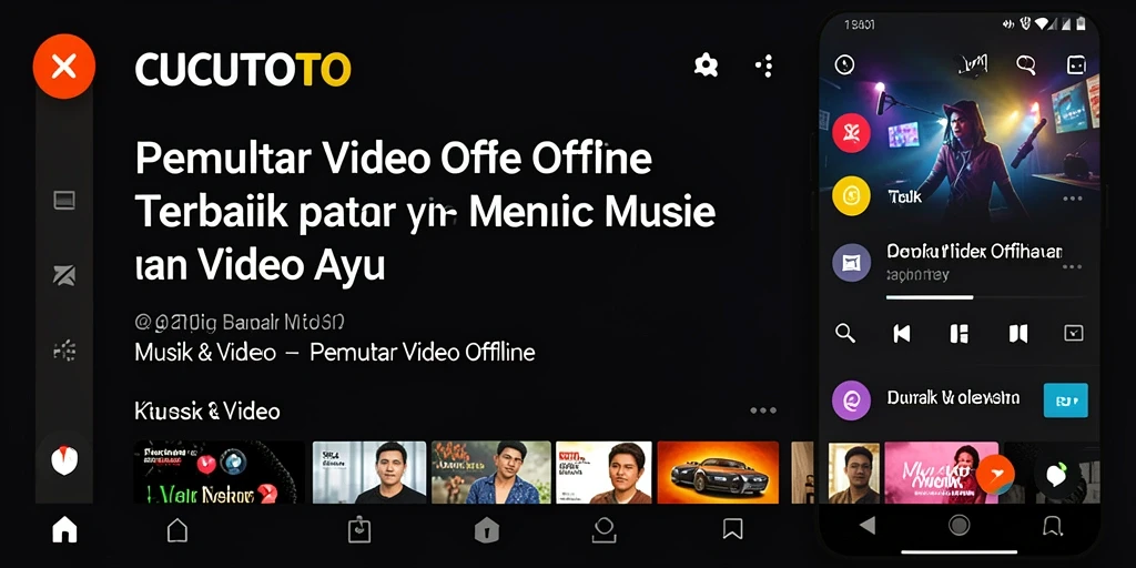 Tampilan antarmuka pengguna CUCUTOTO saat memutar video offline.