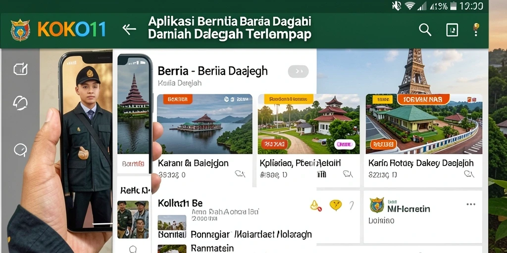 Antarmuka pengguna KOKO11 yang menampilkan berita daerah.