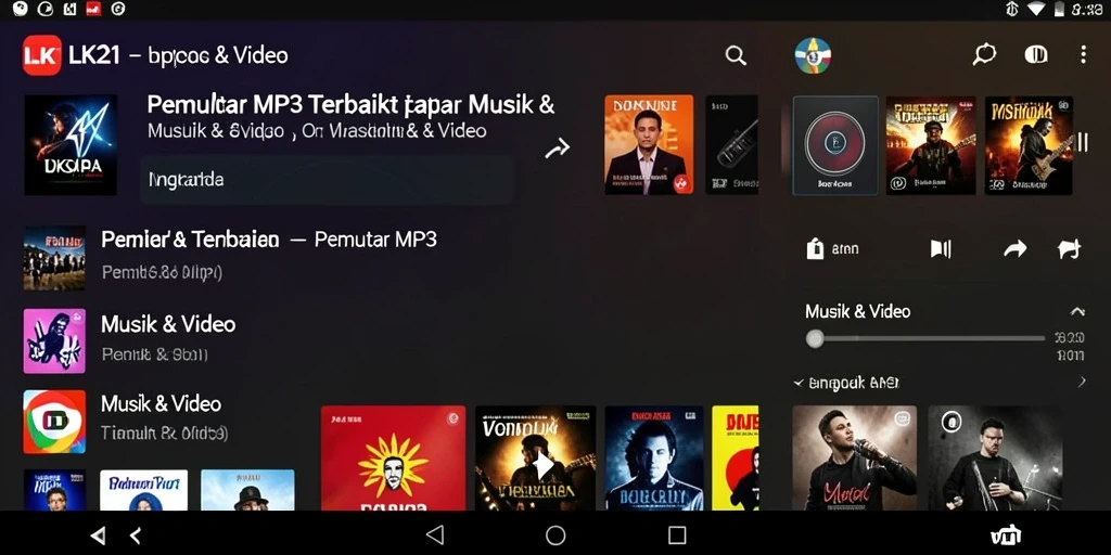 Antarmuka LK21 yang bersih dan modern untuk Pemutar MP3.