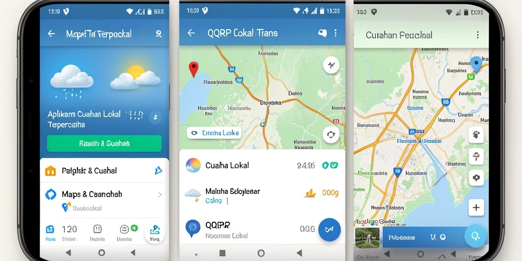 Screenshot antarmuka utama QQRP menampilkan informasi cuaca lokal.