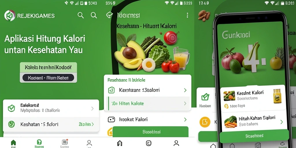 Tampilan utama aplikasi Hitung Kalori REJEKIGAMES yang menarik dan informatif.