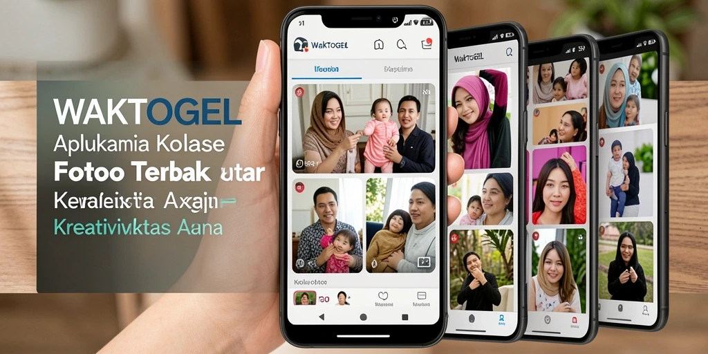 Screenshot antarmuka WAKTOGEL yang menampilkan fitur Kolase Foto.